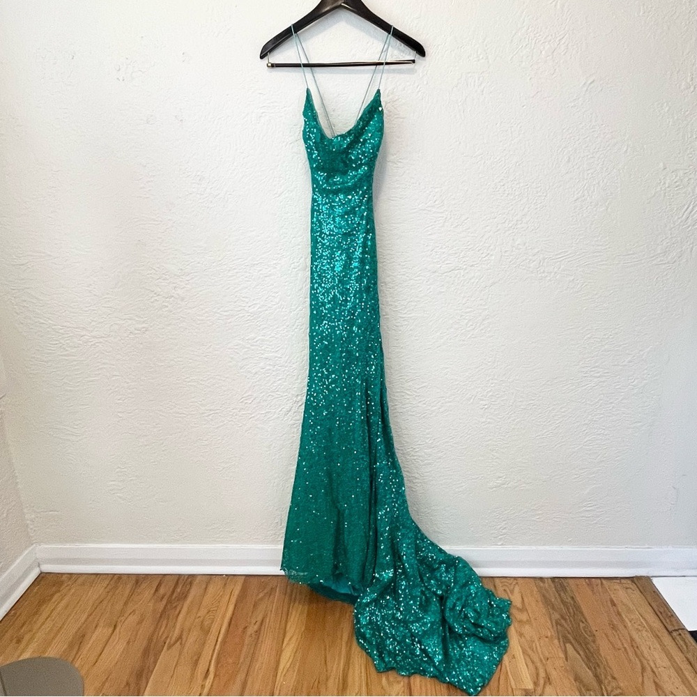 Maggie Sottero Flirt Gown Dress Green Sequin Prom Pageant Formal 10